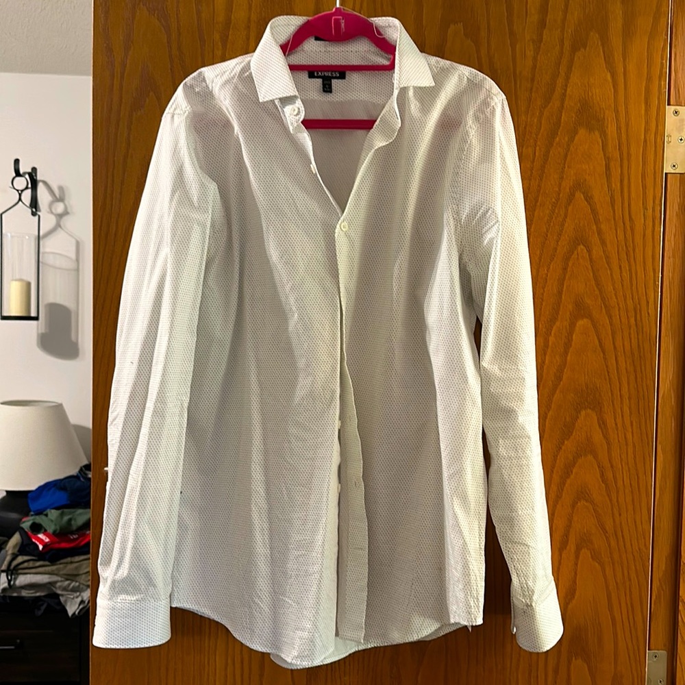 White Button Up with black polka dots